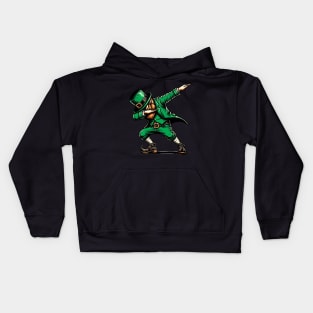 St Patricks Day Dabbing Leprechaun Boys Girls Men Dab Dance Kids Hoodie